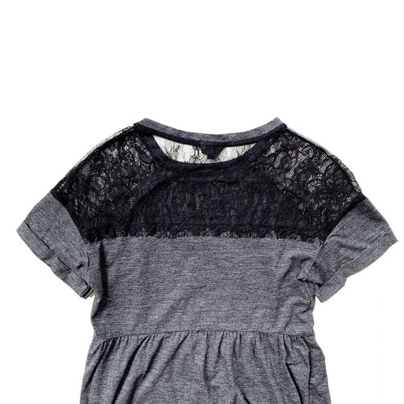 top shop short sleeved casual grey skirt w/lace - Picture 6 of 6